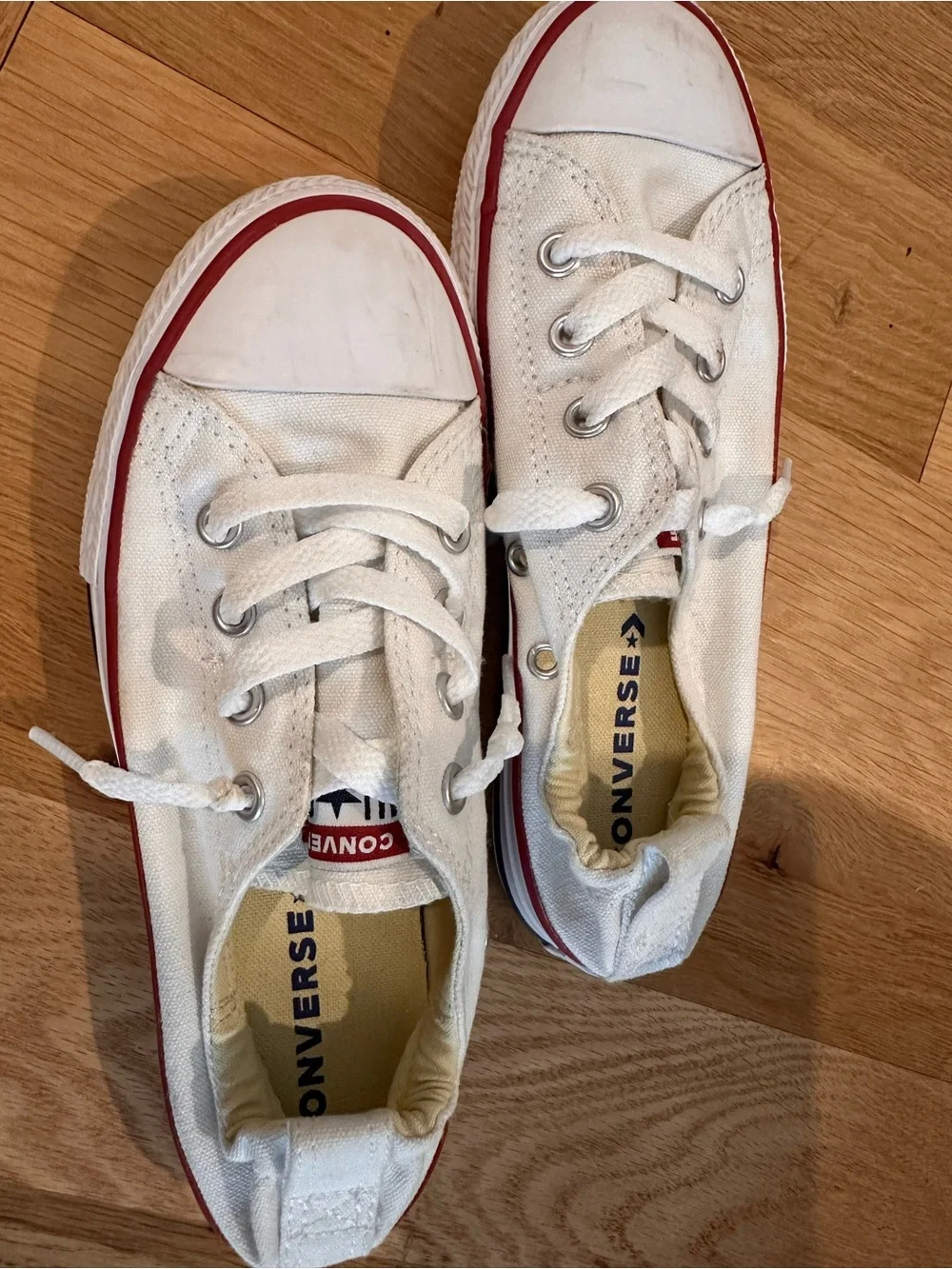 Converse Kids White Canvas Low-Top Sneakers with Red Trim